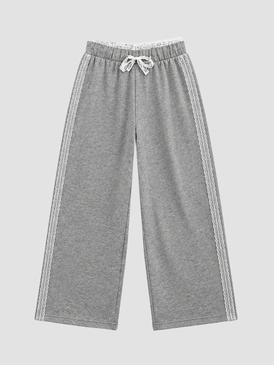 KatieJ NYC Girl's Girl's Tristan Cotton-Blend Lace-Trimmed Sweatpants - Light Heather Grey - Size 14