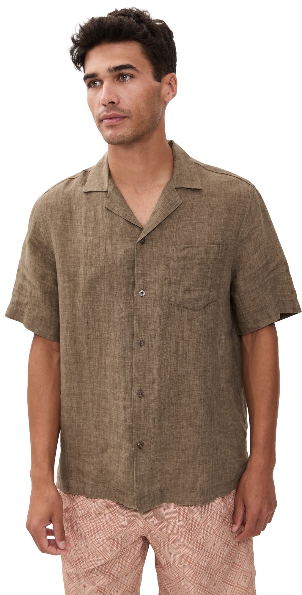 Frescobol Carioca Angelo Linen Short Sleeve Shirt Khaki XXL
