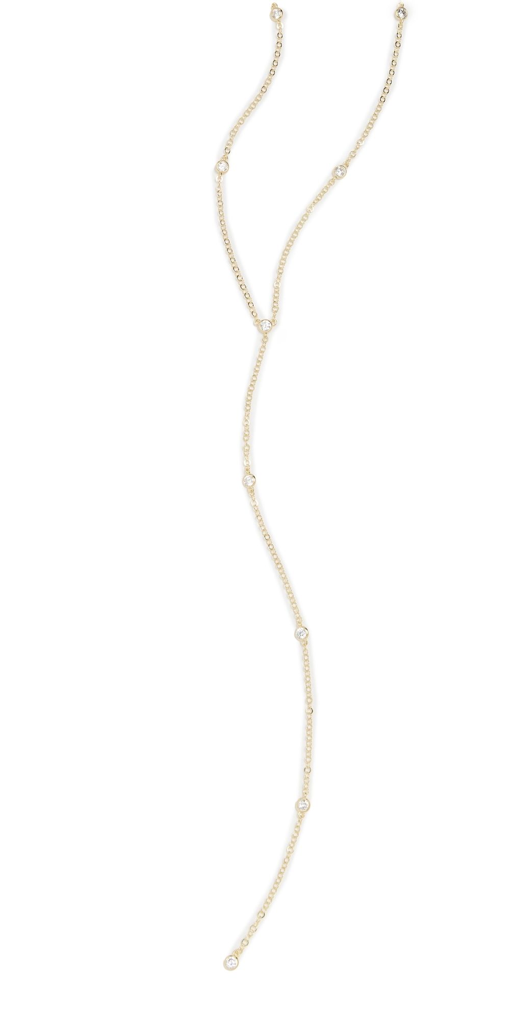 By Adina Eden Cubic Zirconia Bezel Station Lariat Necklace Gold One Size