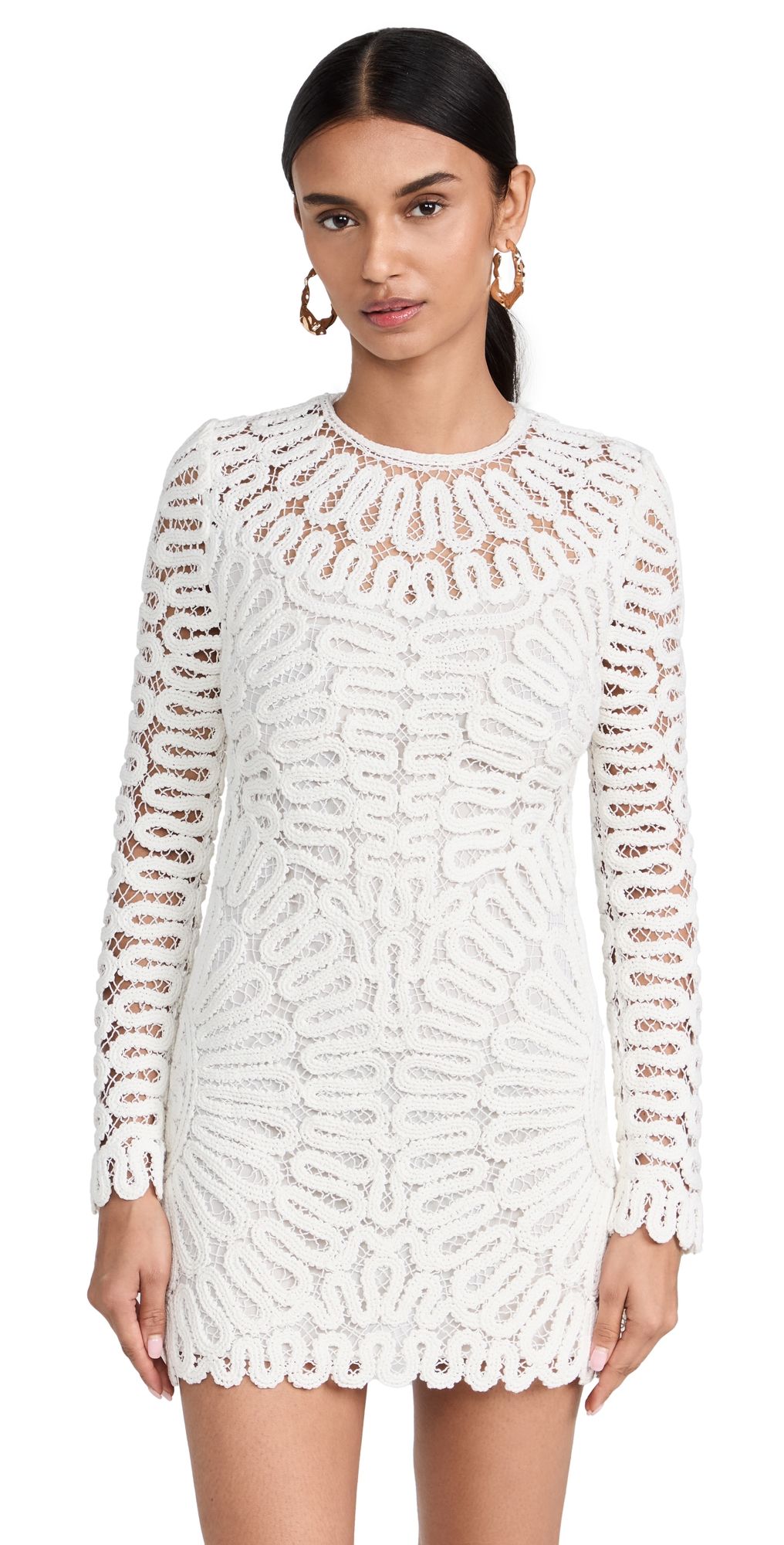 SIMKHAI Mccall Cage Crochet Embroidery Mini Dress Black 2