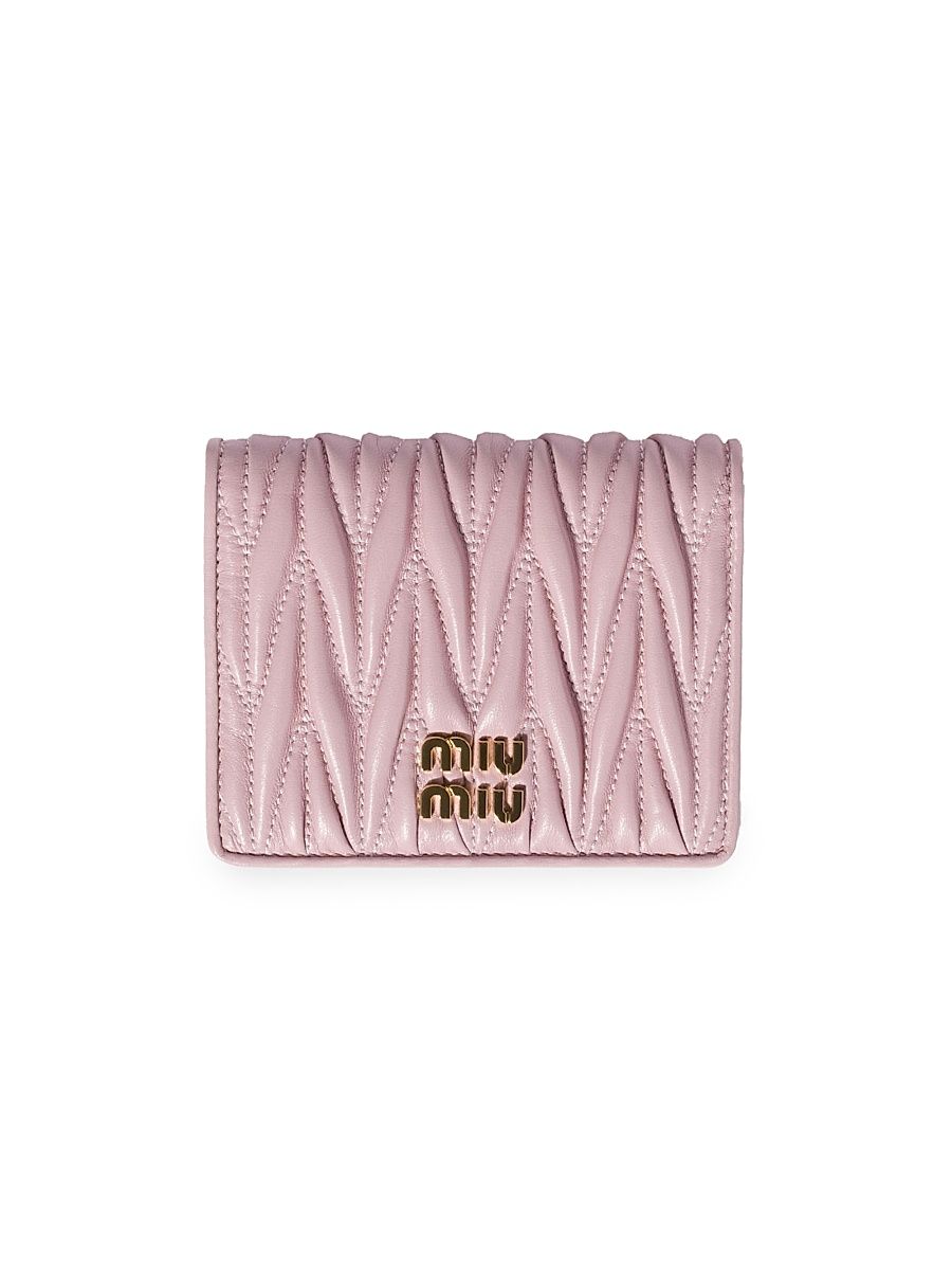 Women's Small Matelassé Nappa Leather Wallet - Pink