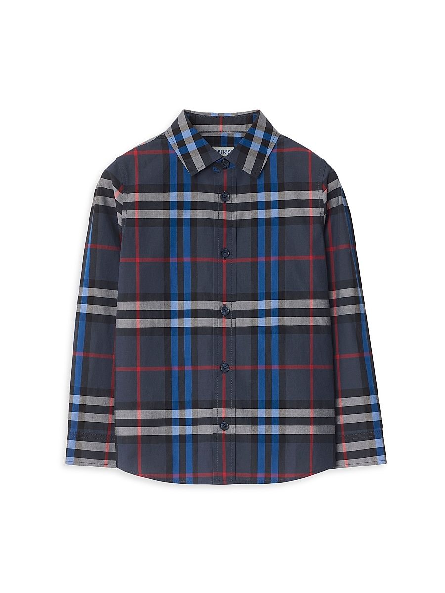 Little Boy's & Boy's Check Cotton Button-Up Shirt - Storm Blue Check - Size 8