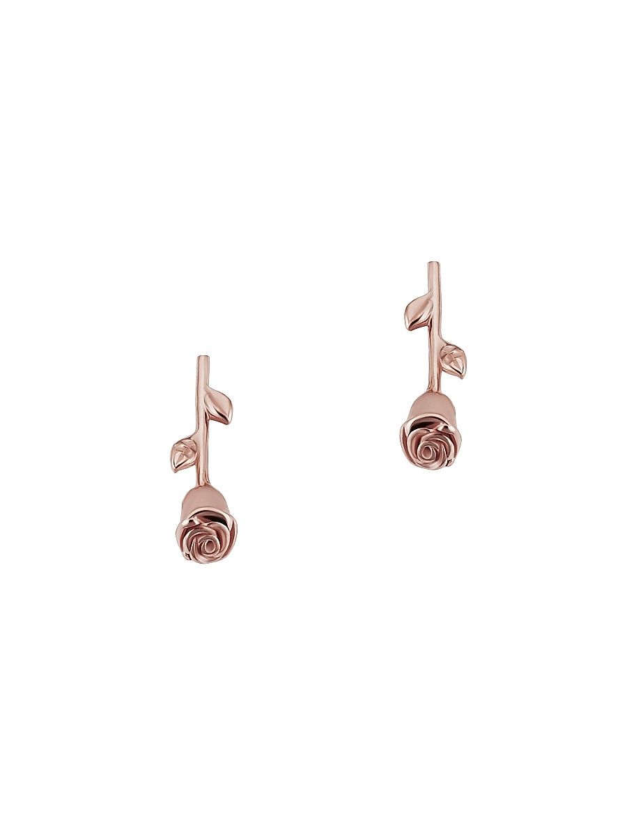 Women's 14K Rose Solid Gold Kiss From A Rose Studs - Rose Gold
