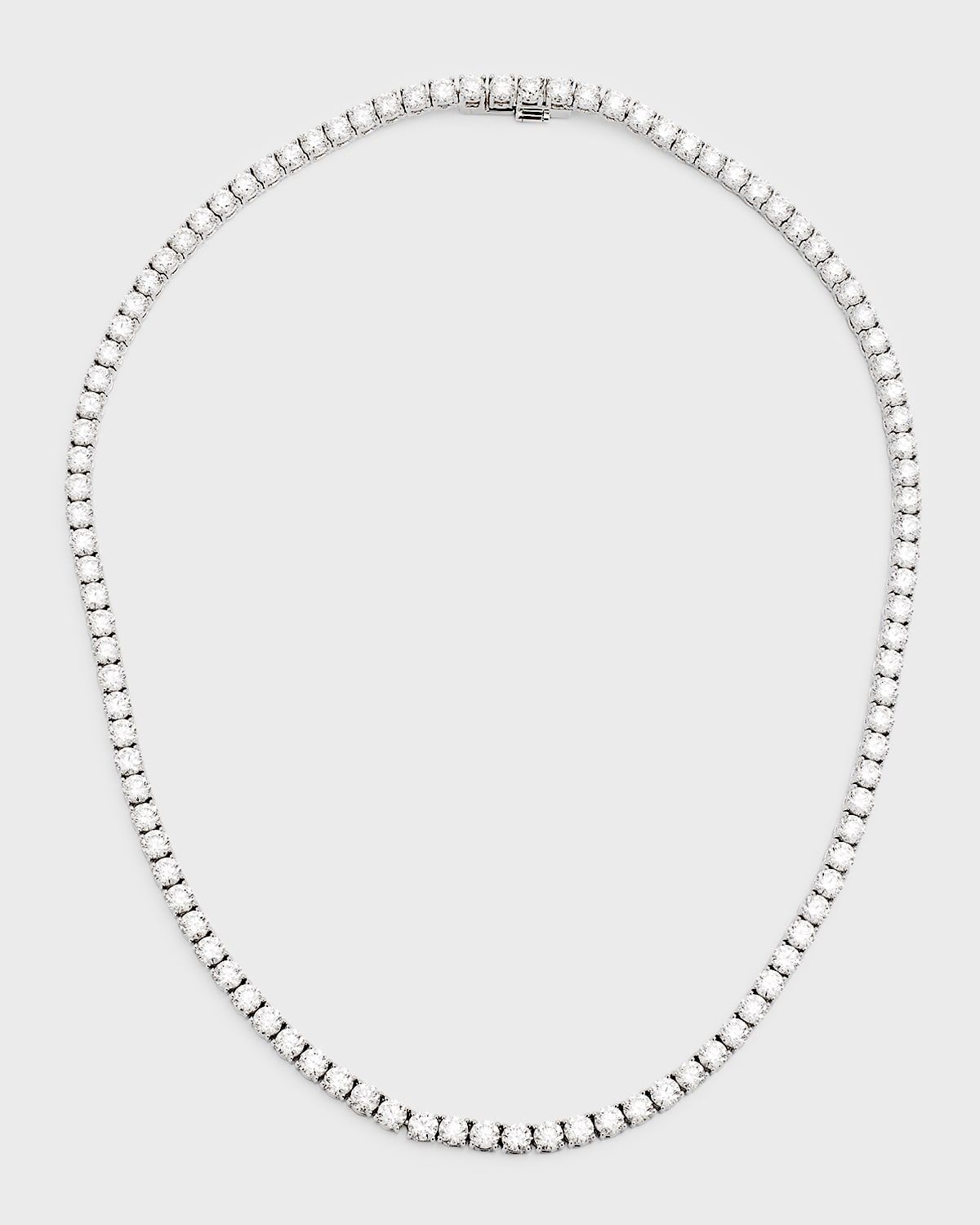 18K White Gold Round Diamond Tennis Necklace, 17"L, 25.75tcw