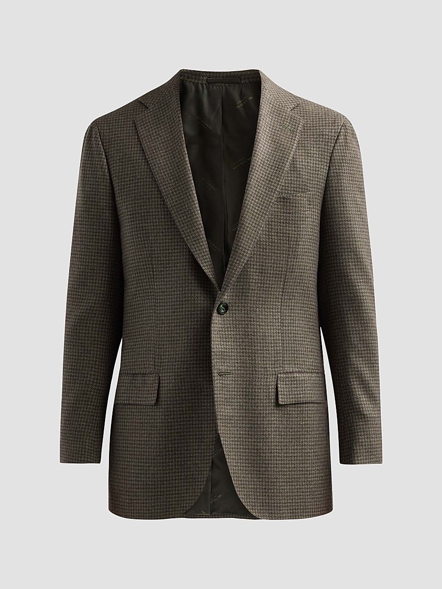 Men's Houndstooth Cashmere Sport Coat - Green - Size 40