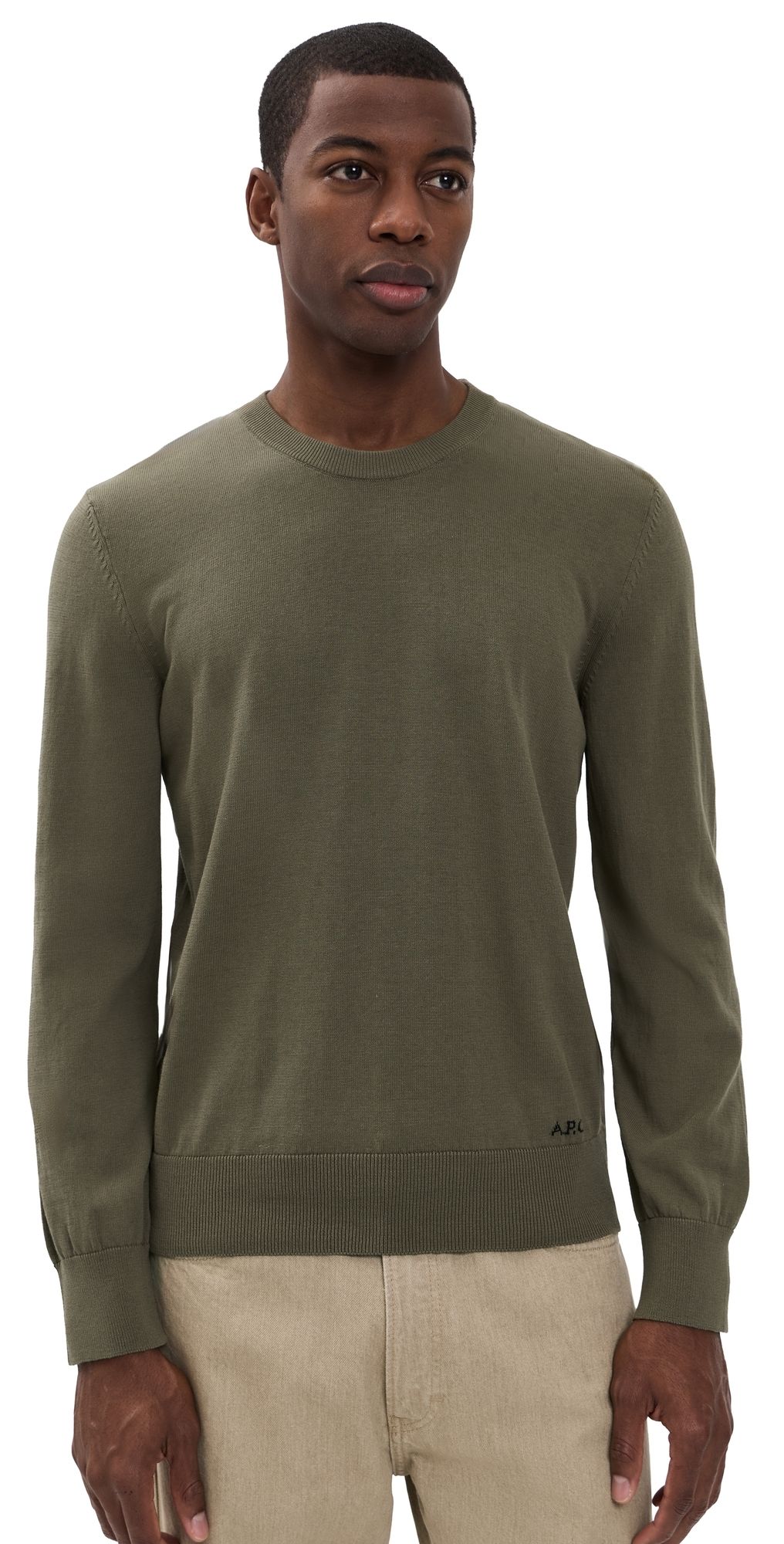 A. P.C. Crew Neck Pullover Pkb Khaki Chine L