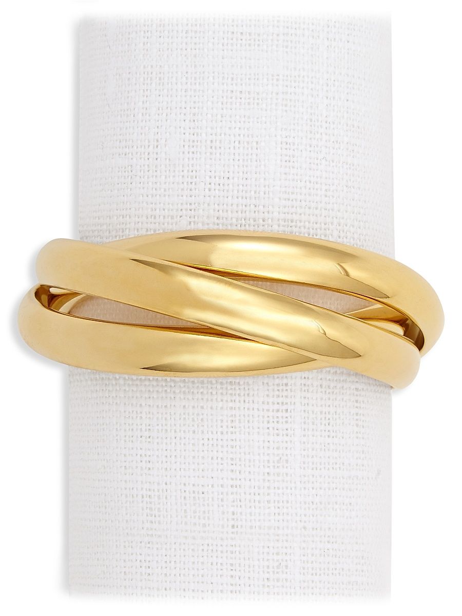 Three Ring 4-Piece 24K Goldplated Napkin Jewel Set
