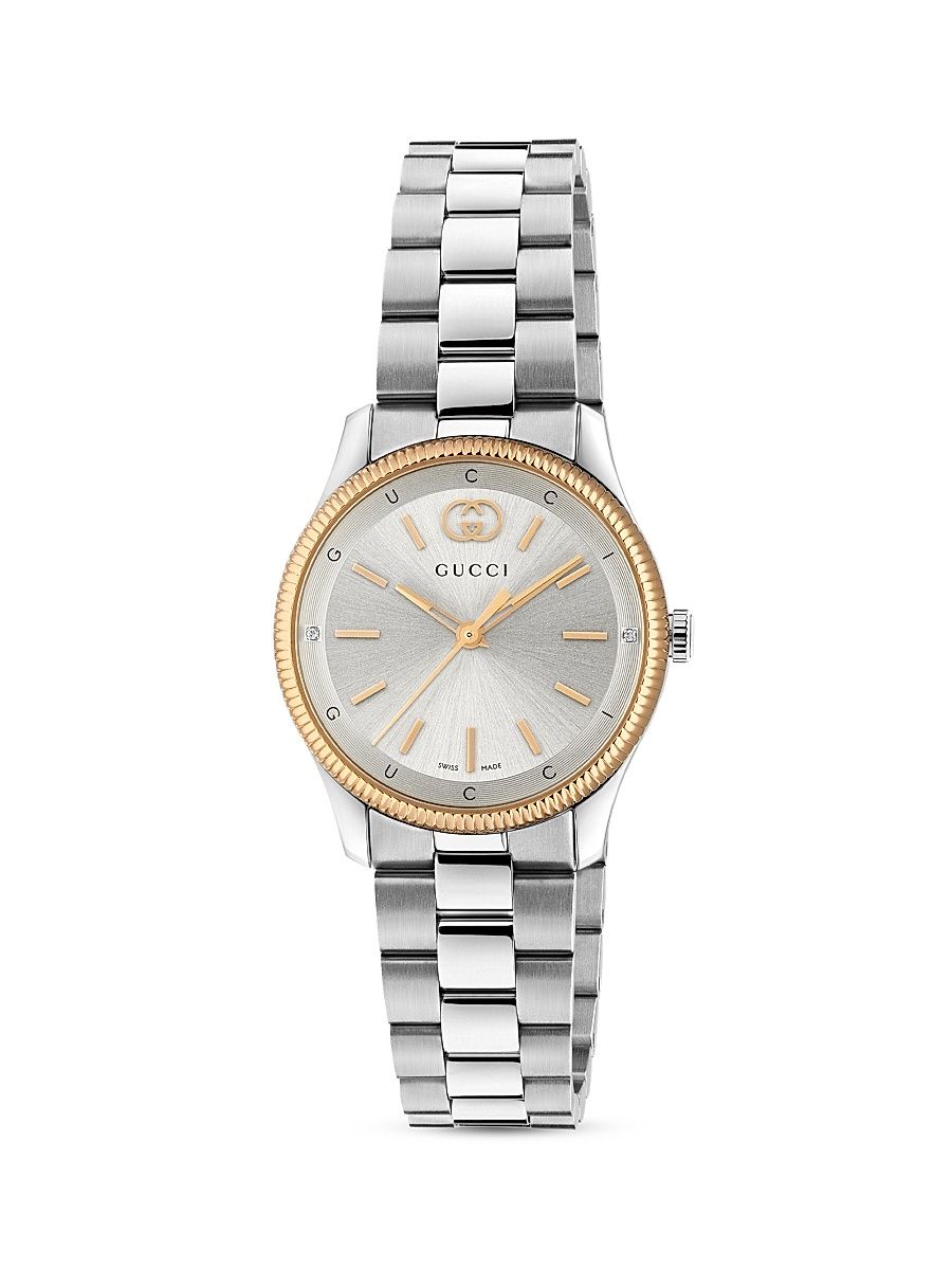 Women's G-Timeless Two-Tone Stainless Steel & 0.008 TCW Diamond Bracelet Watch/29MM - Steel