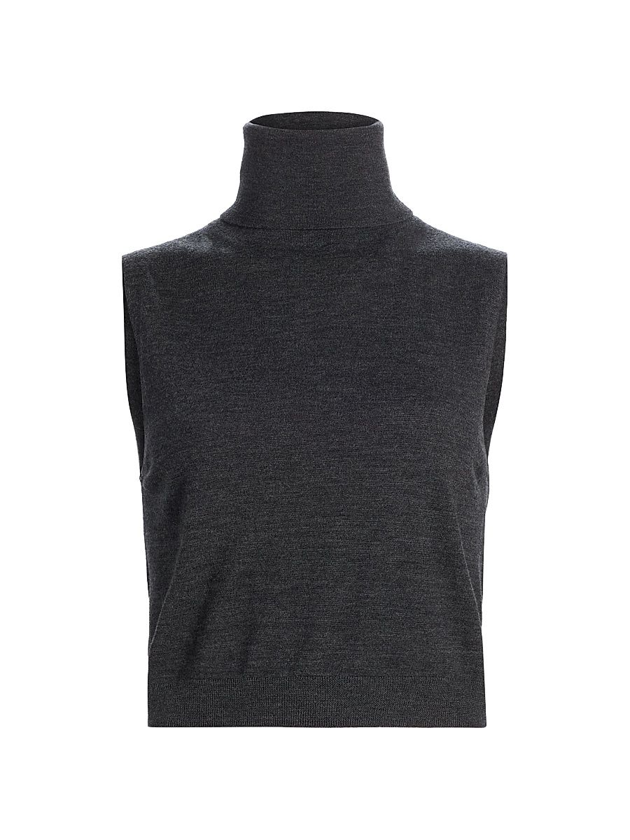 Women's James Merino Wool Sleeveless Turtleneck Sweater - Charcoal Grey - Size XL