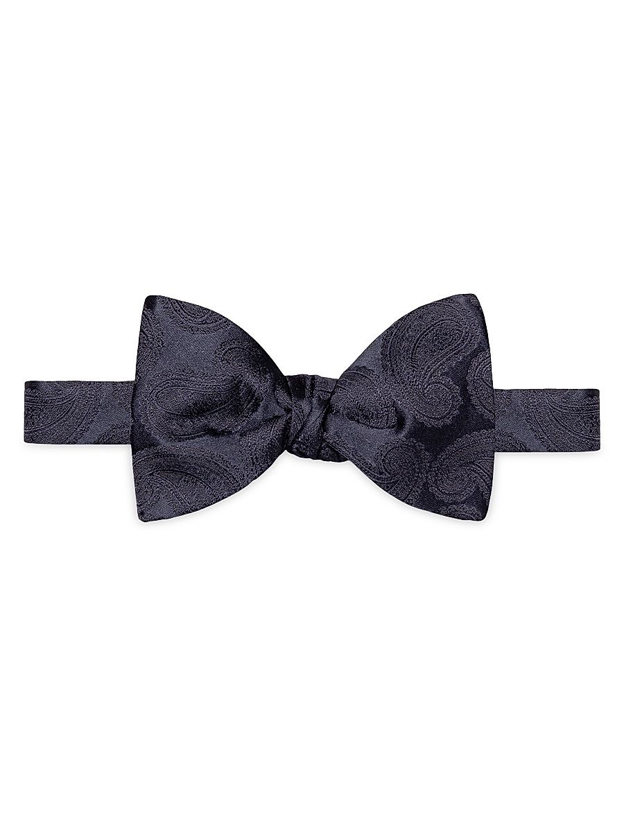 Men's Paisley Silk Bow Tie - Blue