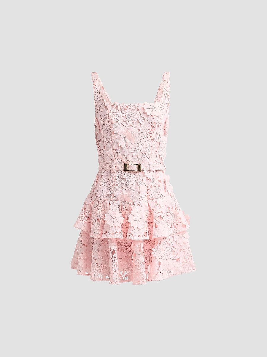 Generation Love Women's Lisette 3D Guipure Lace Minidress - Ballet Slipper - Size XL