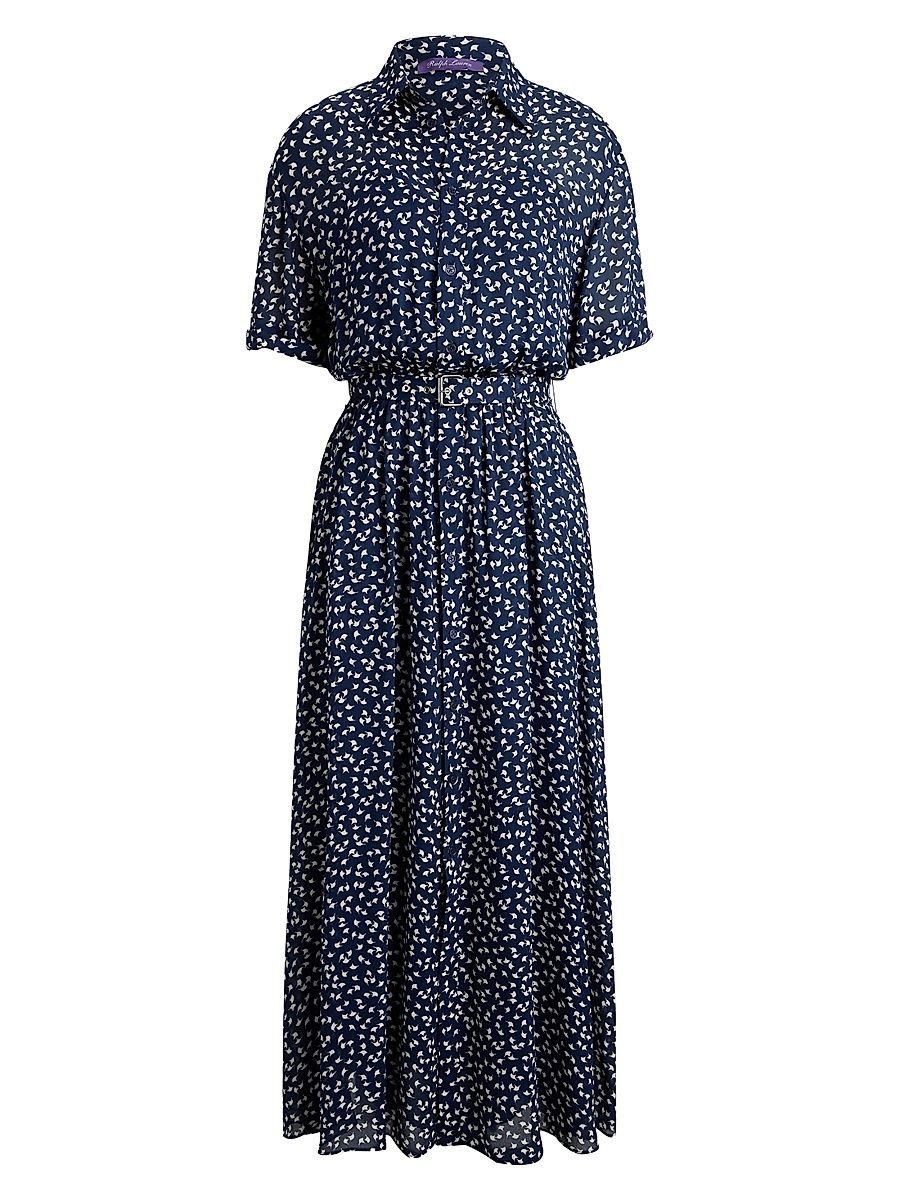 Women's Sura Geometric Print A-Line Midi-Dress - Bright Navy Cream - Size 8