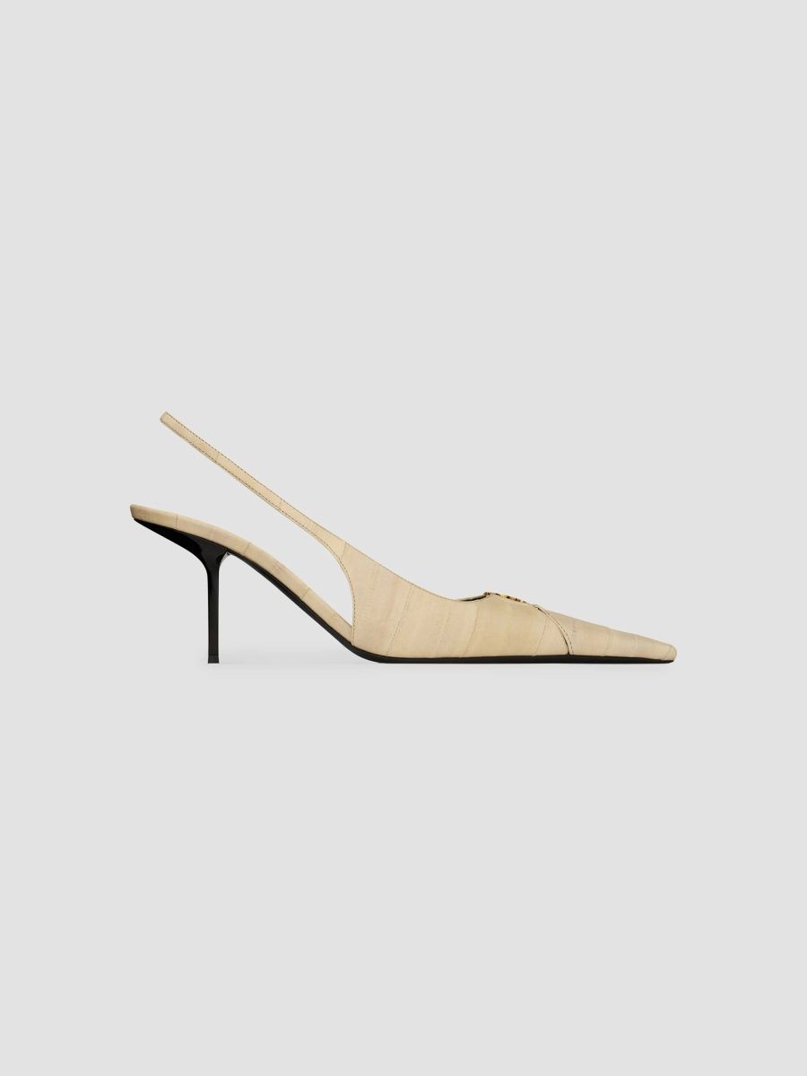 Saint Laurent Women's Babylone Breteuil Slingback Pumps - Ivory - Size 6