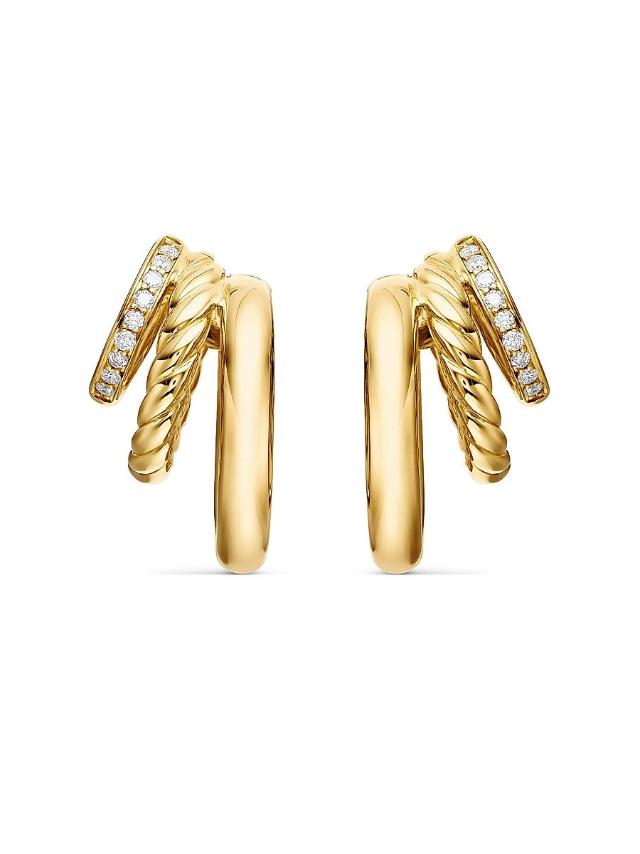 Women's Mercer Multi Hoop Earrings in 18K Yellow Gold with Pavé Diamonds - Diamond