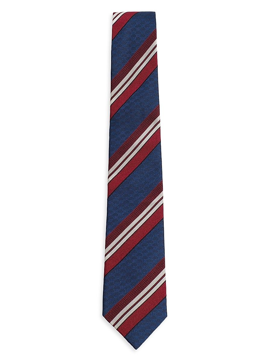 Men's Valentie Striped Silk Tie - Blue Maroon