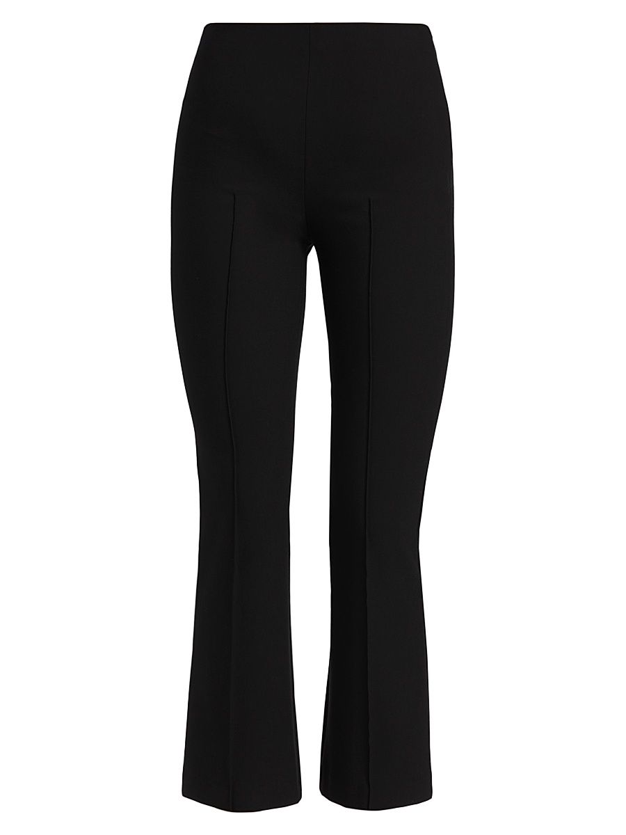 Women's Mid-Rise Pintuck Crop Flare Pants - Black - Size XXS