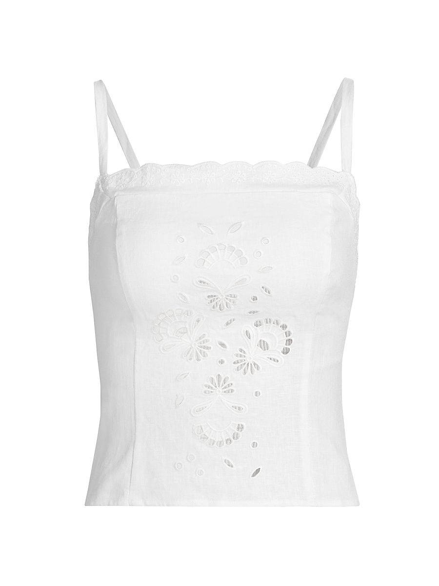 Women's Eva Linen Top - White - Size 12