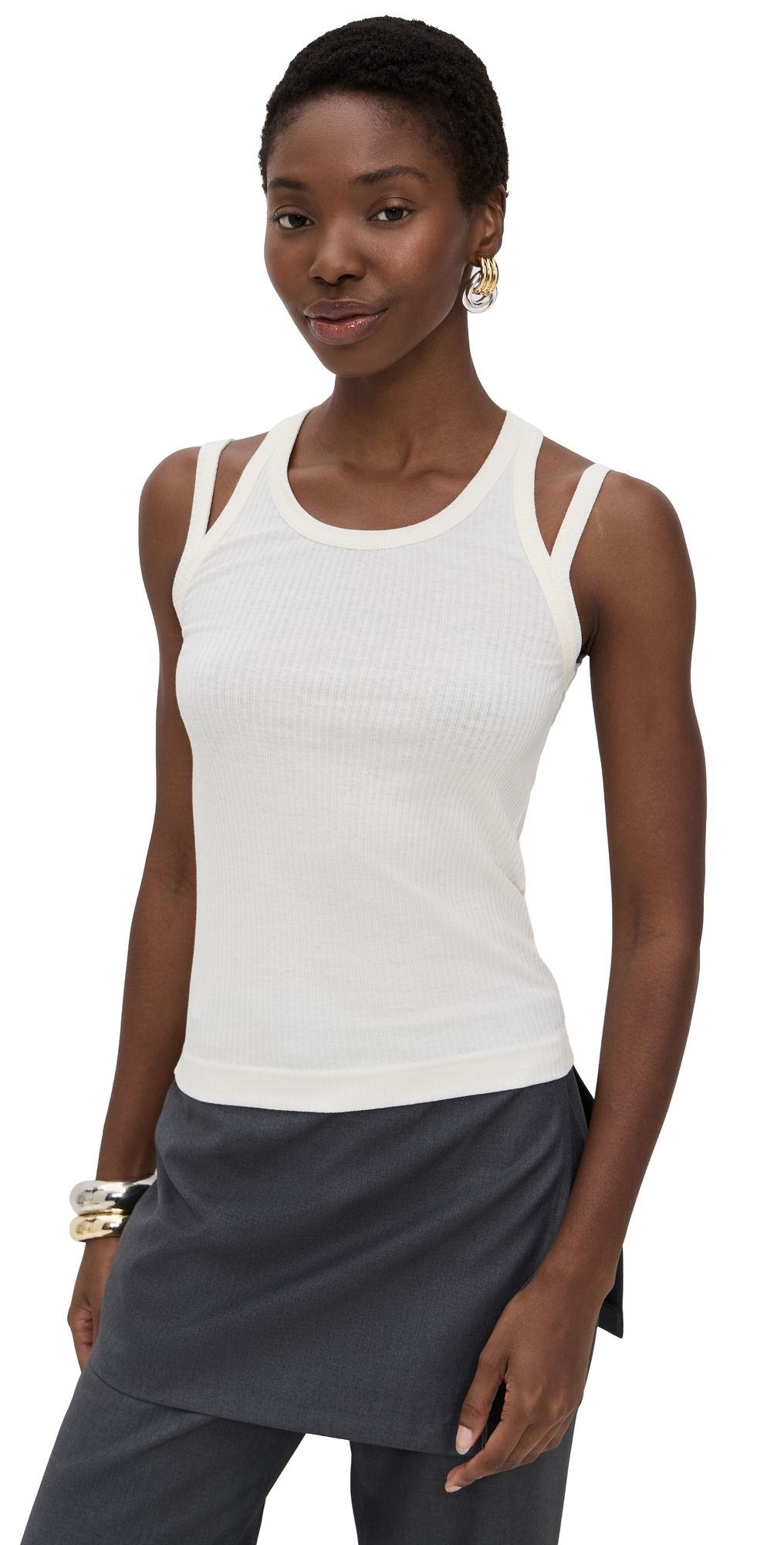 Helmut Lang Racer Strap Tank Winter White XS