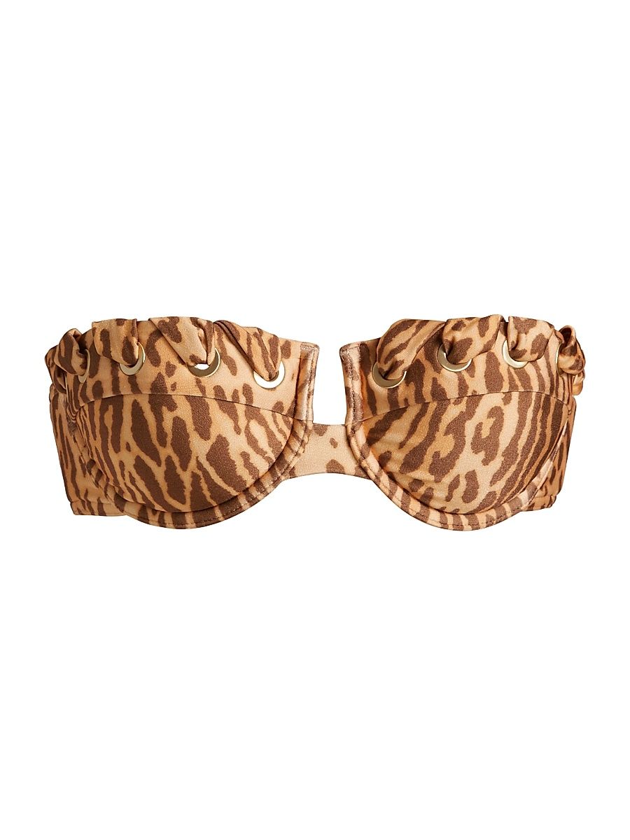 Women's Cascadian Leopard-Printed Balconette Bikini Top - Tan Leopard - Size Medium