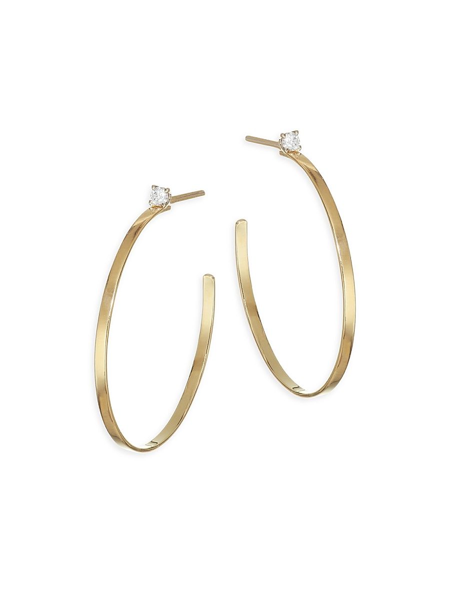 Sunrise Diamond Post Hoop Earrings - Yellow Gold