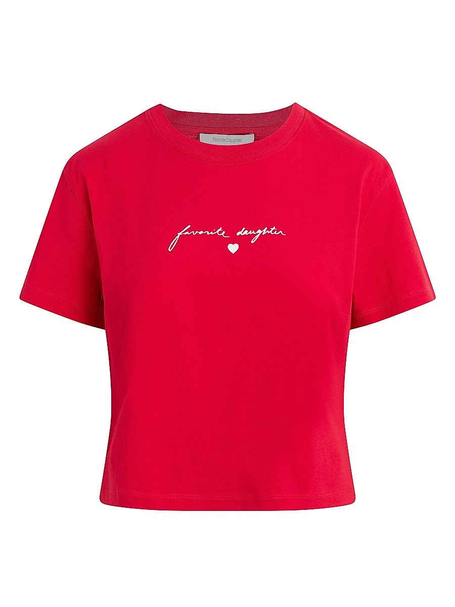 Women's Signature Logo Crop T-Shirt - Rouge Red White - Size Large