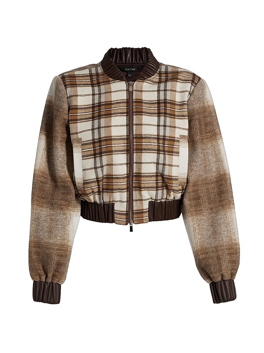 Women's Andy Plaid Bomber Jacket - Butterscotch Multi - Size XL