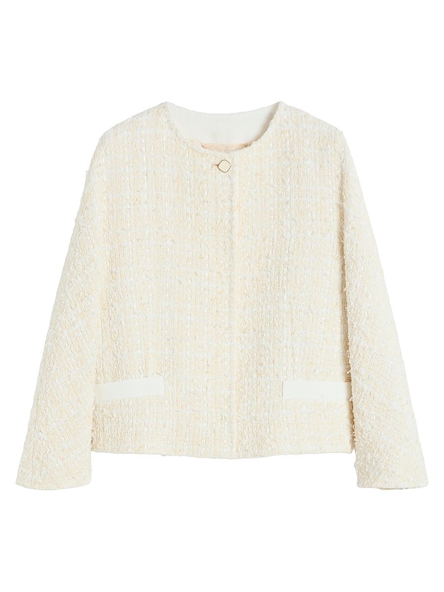 Women's Boxy Bouclé Jacket - Beige - Size 16