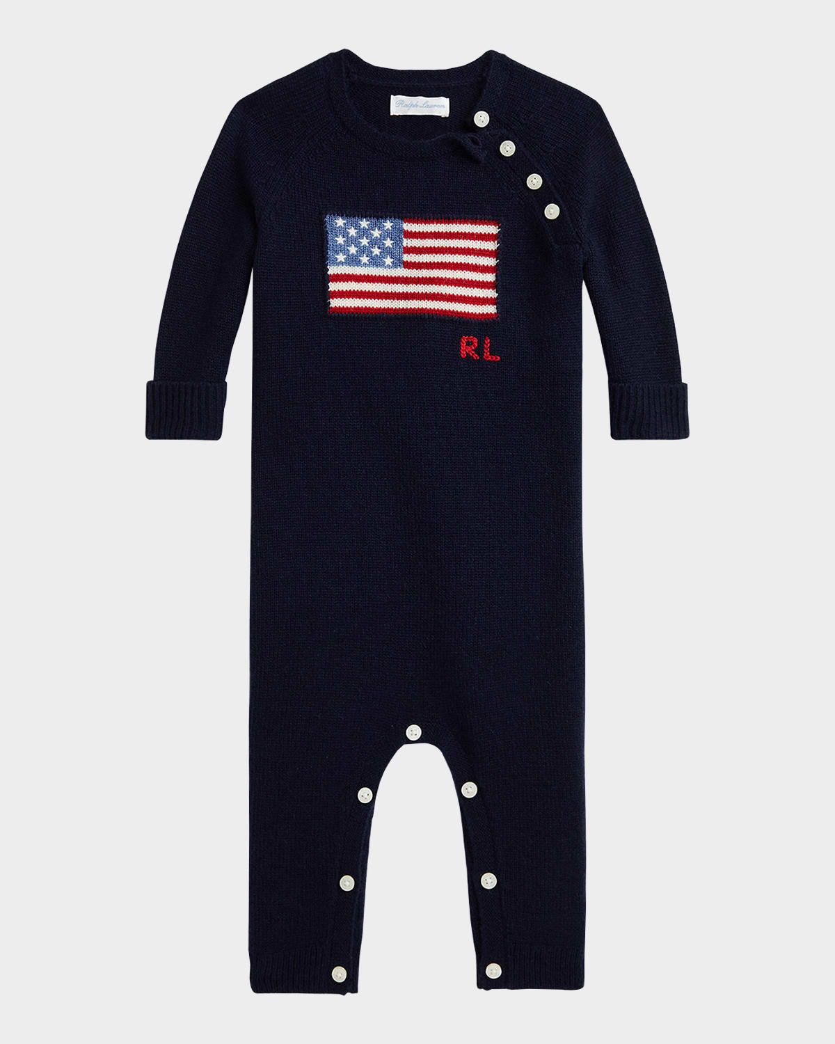 Boy & apos;s American Flag Cashmere Romper, Size Newborn-12M