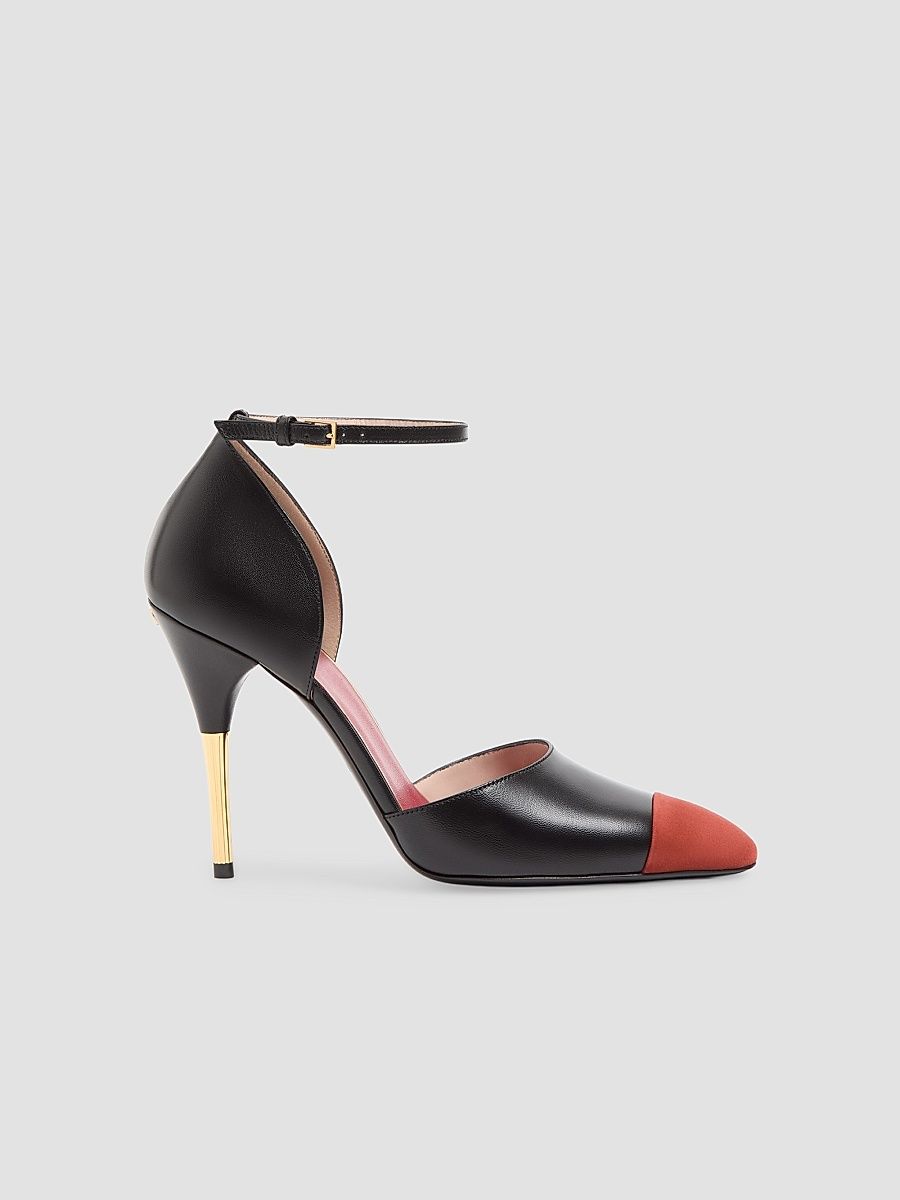 Women's D'orsay 105MM Sinead Pumps in Goatskin and Suede - Black Rust - Size 12