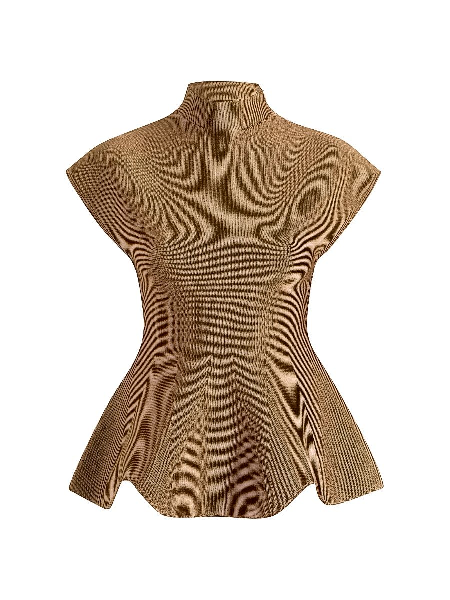 Women's Knit Peplum Hem Top - Carob - Size XL