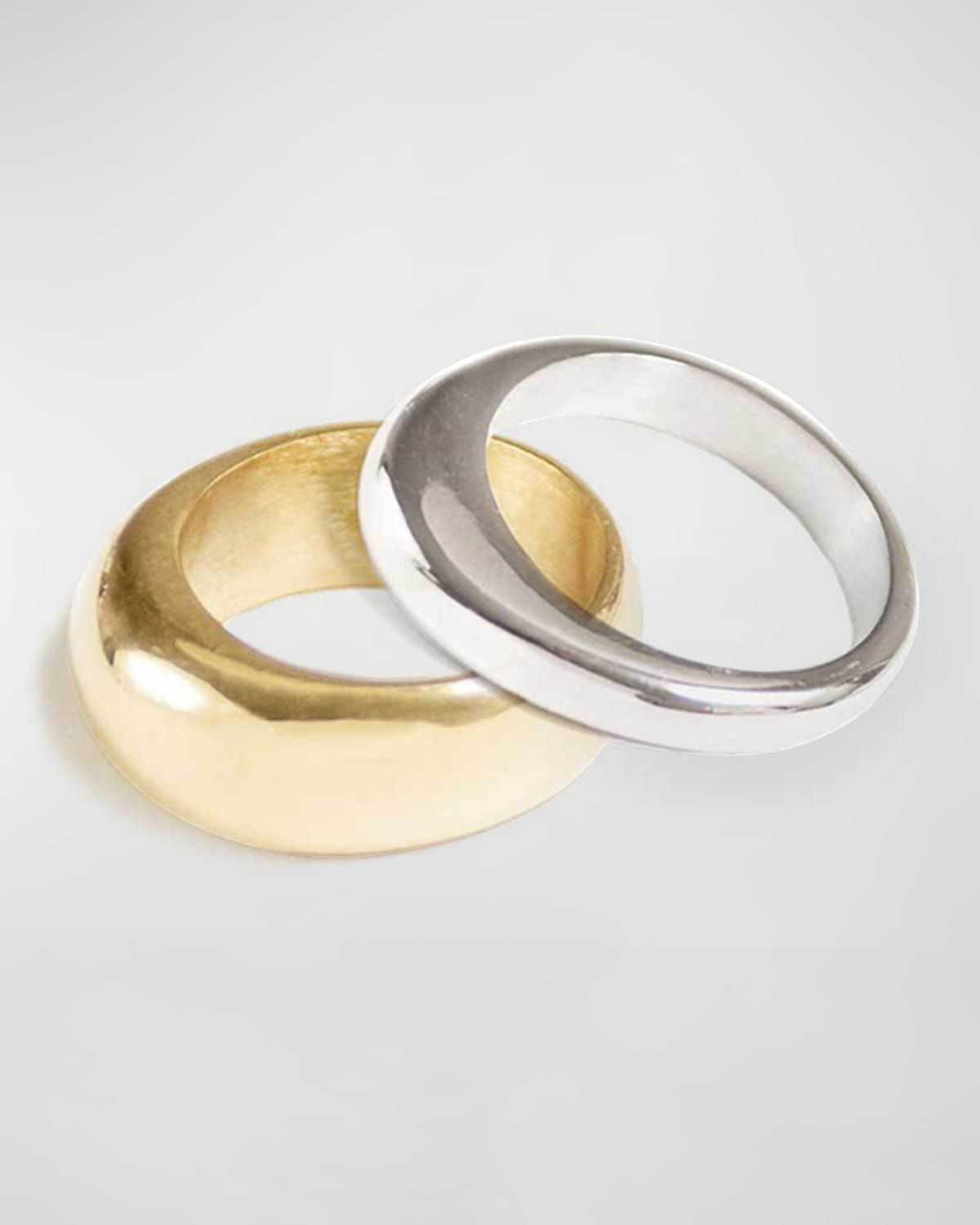 Organic Mixed Metal Stacking Rings, Set of 2, Size 5-9