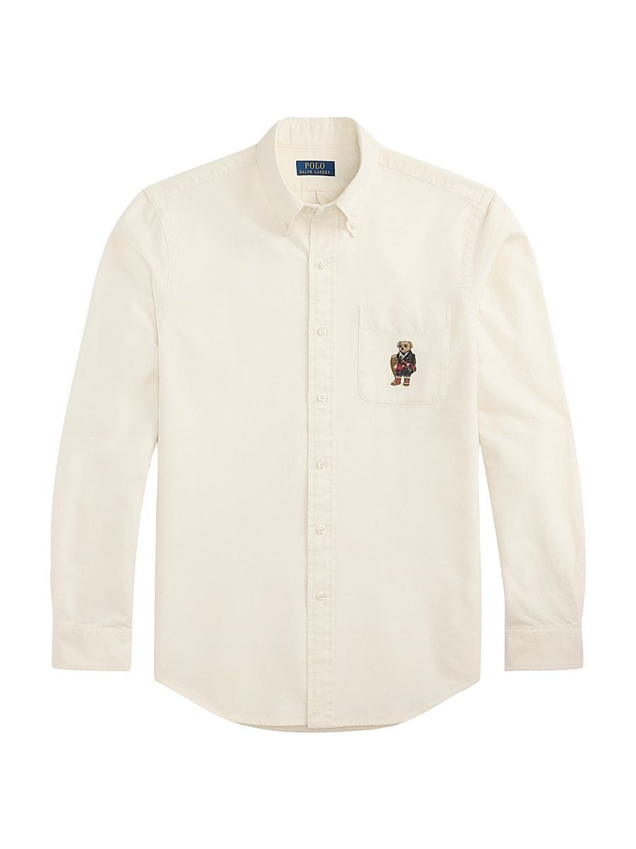 Men's Polo Bear Brushed Oxford Shirt - Herbal Milk - Size XXL