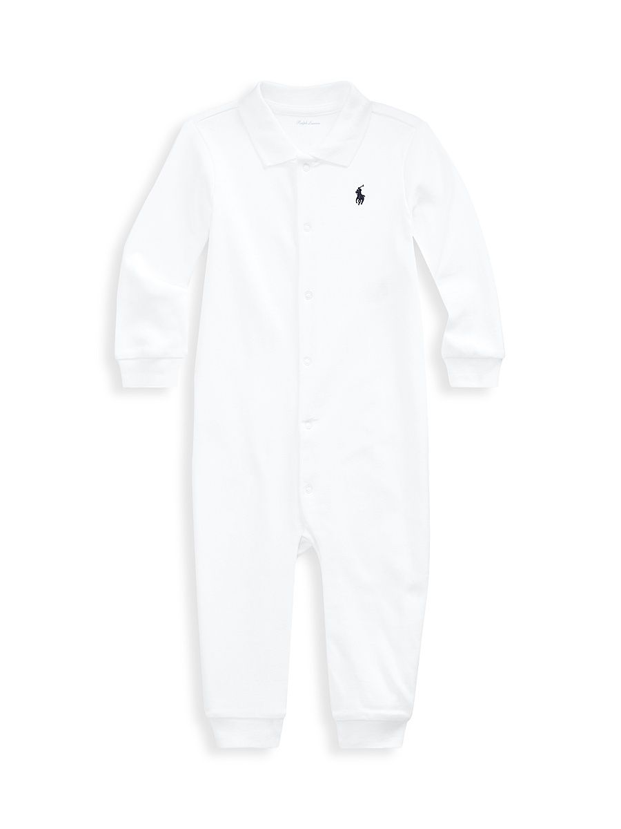 Baby Boy's Interlock Classic Coverall - White - Size 9 Months