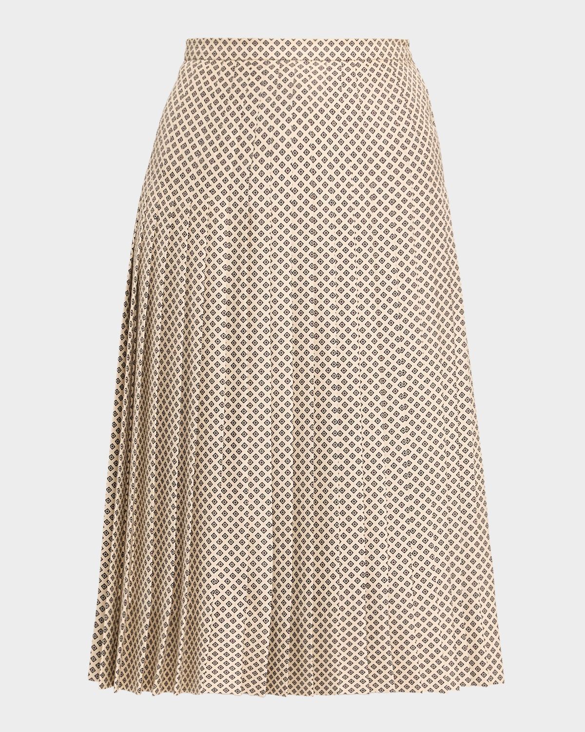 Clea Pleated Silk Midi Skirt