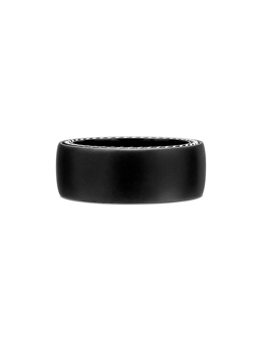 Men's Streamline Band Ring with Black Titanium - Black - Size 14