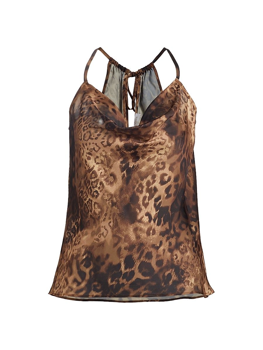 Women's Yohana Leopard Cowlneck Sleeveless Top - Leopard - Size Medium