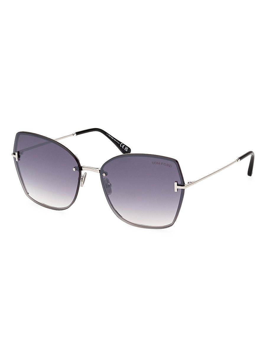 Women's 62MM Butterfly Sunglasses - Palladium Black Smoke Mirror