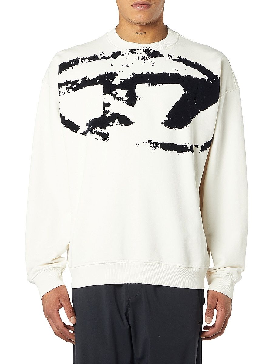 Men's Boxt N5 Flocked Logo Sweatshirt - Off White - Size XXL