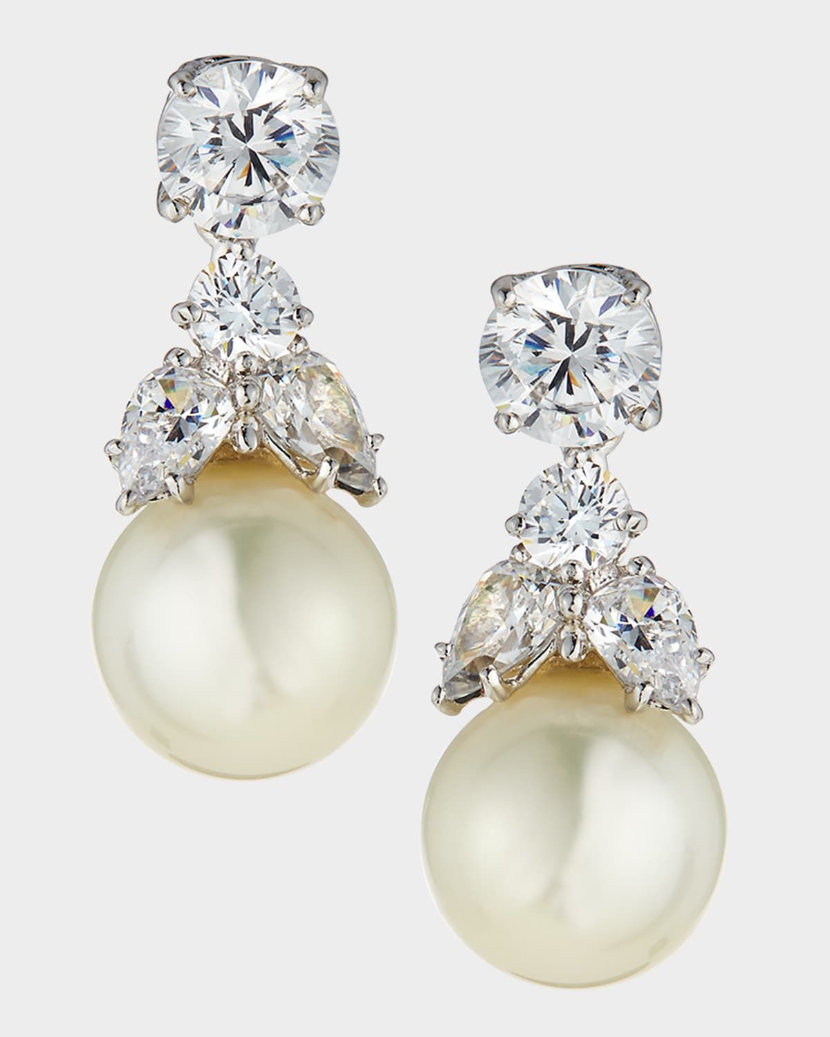 2.50 TCW CZ Stud & Simulated Pearly Dangle Earrings