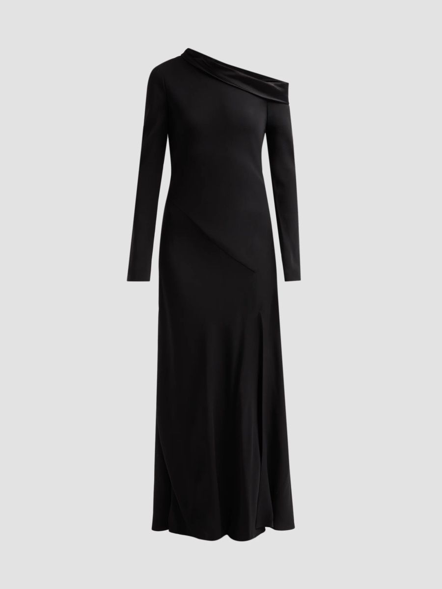 Alberta Ferretti Women's One-Shoulder Enver Satin Gown - Multi Black - Size 4