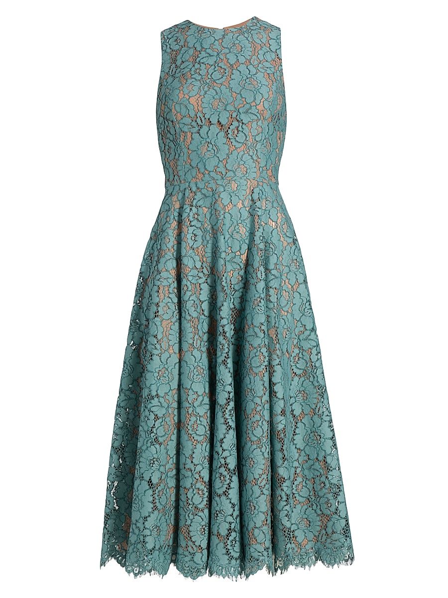 Women's Lace Sleeveless Midi-Dress - Seaglass - Size 14