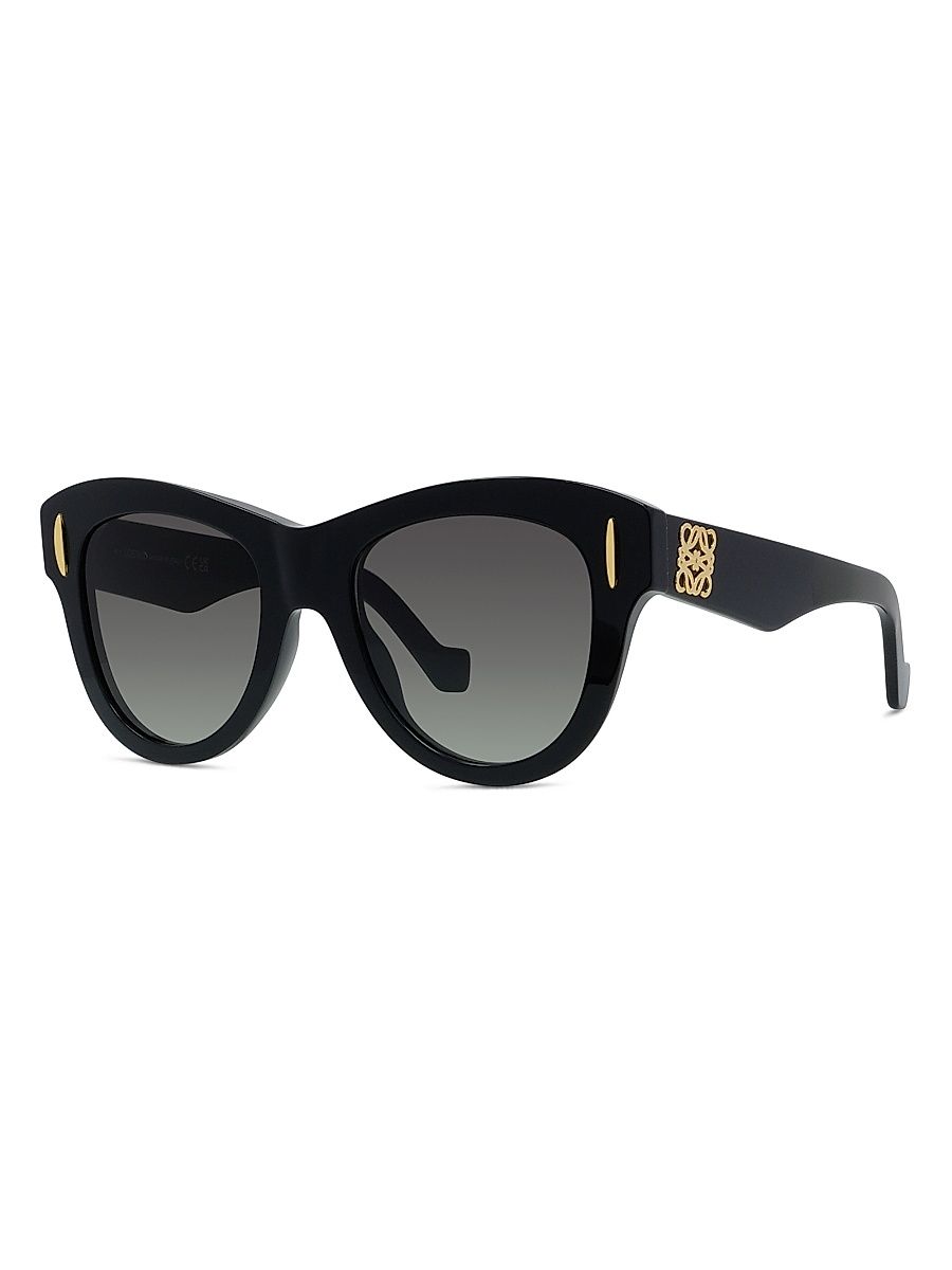 Women's Anagram 51MM Geometric Sunglasses - Shiny Black Gradient Smoke