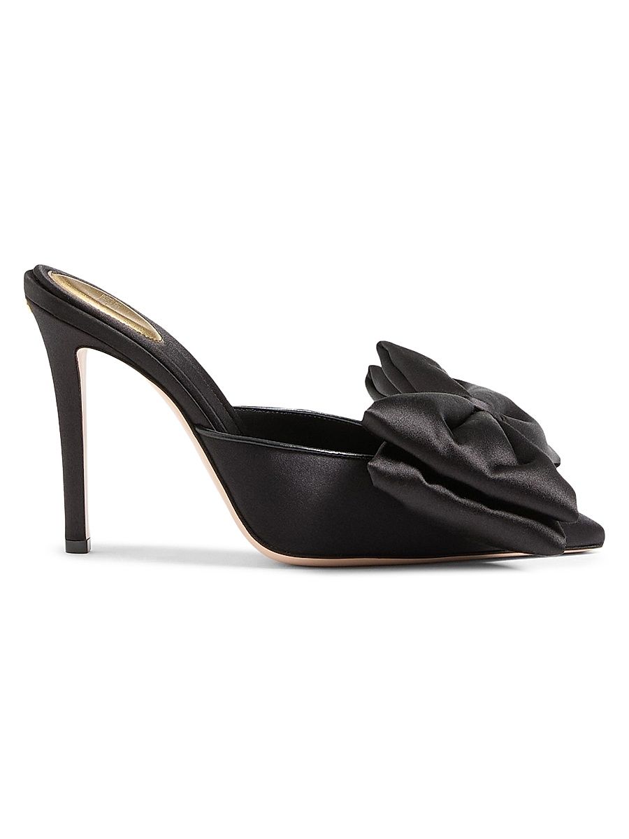 Women's Yolande 105MM Satin Mules - Black - Size 12