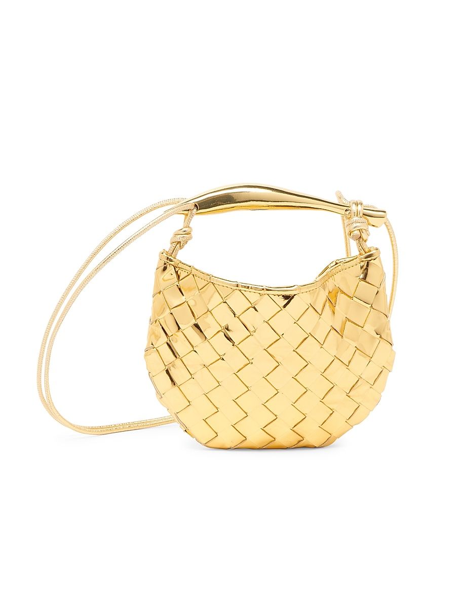 Women's Mini Sardine Mirror Leather Top-Handle Bag - Gold