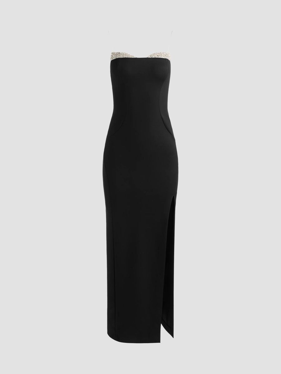 ALICE + OLIVIA Women's Hallie Embellished Peekaboo Maxi Dress - Black Off White - Size 0