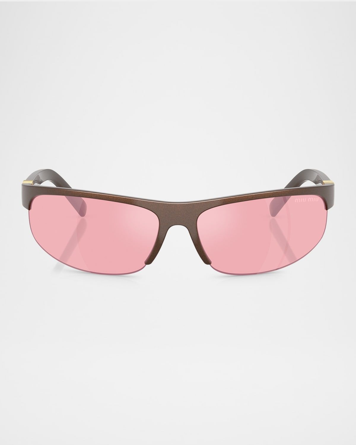 A02S Semi-Rimless Oval Plastic Sunglasses