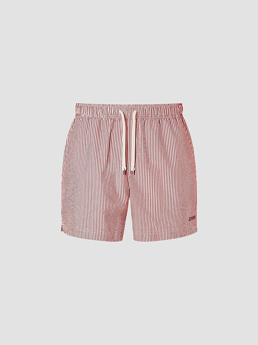ZEGNA Men's Striped Swim Trunks - Dark Pink - Size XL