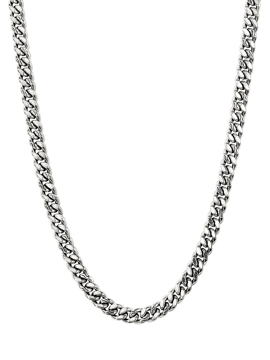 Men's Sterling Silver Curb-Chain Necklace/7MM - Silver - Size 20