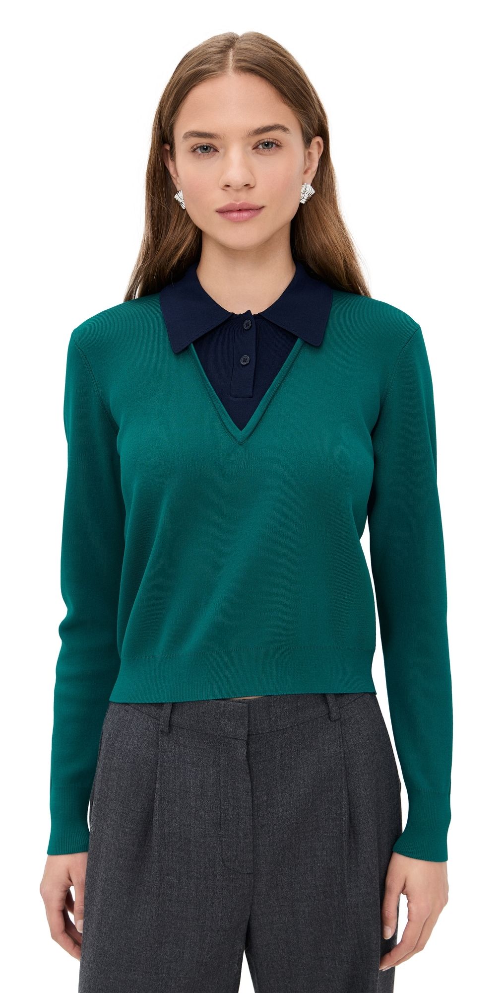 LE BOP Trompe L'oeil Layered Polo Chocolate/Black XS