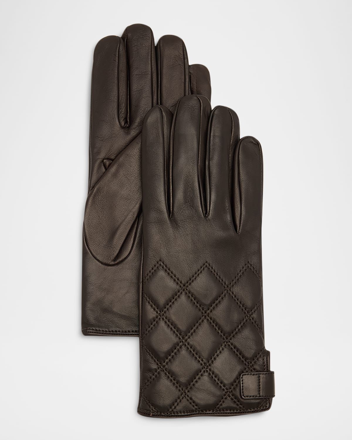 Men & apos;s Quilted Napa Snap Gloves with Cashmere Lining